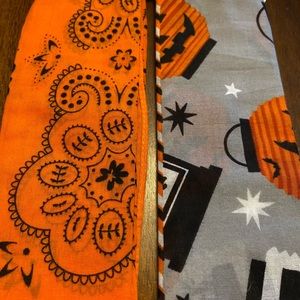 Lot of 2 Orange + Halloween bandanas